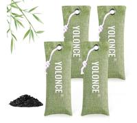 4 Bolsas Saco Absorbente de Carbón Activo de Bambú,bolsas de carbón activado absorbente de olores,Bolsas Eliminador de Olores para Zapatos,ambientador,Rápida absorción(verde)