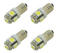 4 bombillas LED E10, casquillo giratorio, casquillo EY, 6 V, 5 SMD, 0,5 W, 40 lm, luz blanca cálida