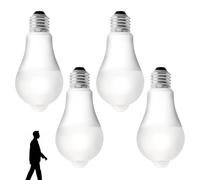 4 bombillas LED E27 con detector de movimiento, bombilla LED con detector de movimiento PIR, E27, 12 W, blanco frío, 3000 K, sensor de luz, lámpara de bajo consumo para pasillo, garaje, escalera,