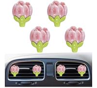 4 bonitos ambientadores de aire acondicionado para automóvil, clips de ventilación de flores, accesorios de coche rosa, estética interior para mujer, decoración de ventilación de aire acondicionado