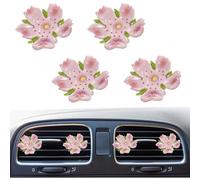 4 bonitos ambientadores de aire acondicionado para automóvil, clips de ventilación de flores, accesorios de coche rosa, estética interior para mujer, decoración de ventilación de aire acondicionado