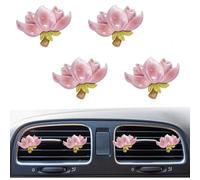4 bonitos ambientadores de aire acondicionado para automóvil, clips de ventilación de flores, accesorios de coche rosa, estética interior para mujer, decoración de ventilación de aire acondicionado