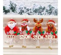 4 bonitos colgantes navideños rojos y blancos de fieltro para árbol de Navidad de 11-13 cm.