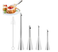 4 Boquillas de Acero Inoxidable para Reposteria, Inyector de Relleno de Pastelería para Glaseado de Crema, Herramientas de Decoración de Tuberías para Donas, Cupcakes, con Cepillo de Iimpieza (4 pcs)