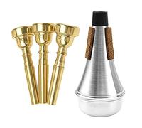 4 boquillas de trompeta Yootones (3C, 5C, 7C) con silenciador de trompeta compatible con accesorios de repuesto de instrumentos musicales de trompeta (dorado)