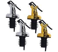 4 boquillas dispensadoras de aceite a prueba de fugas, con tapón, perfectas para boquilla de botella (plateado)