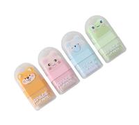 4 borradores de rodillo de dibujos animados de doble extremo con limpiador de virutas para estudiantes y niños, suministros escolares eficientes