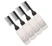 4 Botellas Aplicadoras de Tinte para Cabello 160ml, con Peine | Plástico Negro, Boquilla Ancha Escala Graduada Impresa, para Salón y Retoques Domésticos