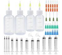 4 botellas de aguja de 30/50 ml, juego de jeringa de 1/3/5/10 ml, aplicador con 20 puntas de aguja, 18 tapas, botella dosificadora para manualidades, pintura, pegamento