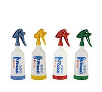 4 botellas de spray Kwazar Mercury Super Pro + 360 grados con juntas Viton 1L, azul, rojo, amarillo y verde, incluye instrucciones en alemán e instrucciones de cuidado (idioma español no garantizado)