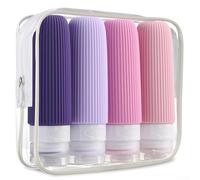 4 botellas de viaje de silicona para artículos de tocador de 90 ml a prueba de fugas, para champú y gel (F)