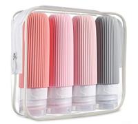 4 botellas de viaje de silicona para artículos de tocador de 90 ml a prueba de fugas, para champú y gel (E)