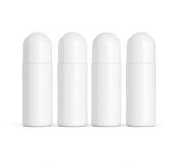 4 botellas rellenables roll-on botella vacía líquida (50 ml), aplicador de crema solar de plástico, con bola de rodillo para medicina, desodorante cosmético aromaterapia (blanco)