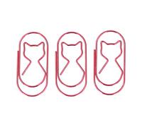4 Box Cute Cat Paper Clip Fun Shaped Plated Surface Paper Clamp Bookmark Clips Wire Bookmark for File Classification Multi Purpose for Home School Office Organization (Red)