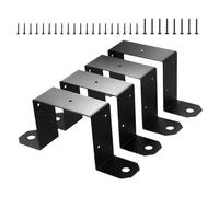 4 bridas de 10 x 10 cm para una estructura segura al aire libre en revestimiento negro, soportes de montaje en forma de U, soporte resistente