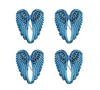 4 broches de alas de ángel con diamantes de imitación, decoración elegante, insignias, colgantes, accesorio de joyería para suéter, abrigo, bufanda, mochilas, color azul, 38x30mm, Sin gemas.