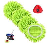 4 cabezales de fregona giratoria y 1 juego de base para sistema de 2 tanques Ocedar Rinseclean, repuesto de fregona de felpilla lavable a máquina, fácil limpieza para baño, cocina, tina