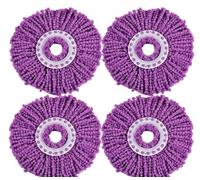 4 cabezales de repuesto para mopa giratoria, forma redonda, tamaño estándar, de microfibra, para fregona giratoria de 360 grados (morado, 4 piezas)