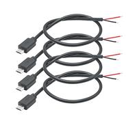 4 cables cortos Micro USB macho de 2 pines, 30 cm/11,8 pulgadas Micro USB a extremo abierto Pigtail Power Cable Easy Soldering, 5 V/3 A Equipment Installed or Replace Repair DIY Cable