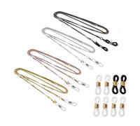 4 cadenas de gafas retro con 4 pares de hebillas antideslizantes, cordón de gafas de sol neutro, cadena de gafas de lectura de aleación, cadena anticaída de gafas (negro, oro, plata, oro rosa)