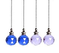4 cadenas de tracción para ventilador de techo, extensión de cadena de luz con bola de prisma de cristal, cable de cristal para lámpara de dormitorio, cadena decorativa para ventilador, cadena de