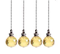 4 cadenas de tracción para ventilador de techo, extensión de cadena de luz con bola de prisma de cristal, cable de cristal para lámpara de dormitorio, cadena decorativa para ventilador, cadena de