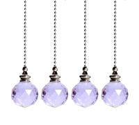 4 cadenas de tracción para ventilador de techo, extensión de cadena de luz con bola de prisma de cristal, cable de cristal para lámpara de dormitorio, cadena decorativa para ventilador, cadena de