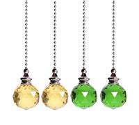 4 cadenas de tracción para ventilador de techo, extensión de cadena de luz con bola de prisma de cristal, cable de cristal para lámpara de dormitorio, cadena decorativa para ventilador, cadena de