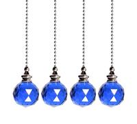 4 cadenas de tracción para ventilador de techo, extensión de cadena de luz con bola de prisma de cristal, cable de cristal para lámpara de dormitorio, cadena decorativa para ventilador, cadena de