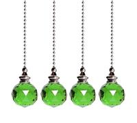 4 cadenas de tracción para ventilador de techo, extensión de cadena de luz con bola de prisma de cristal, cable de cristal para lámpara de dormitorio, cadena decorativa para ventilador, cadena de