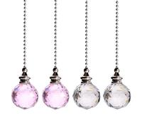 4 cadenas de tracción para ventilador de techo, extensión de cadena de luz con bola de prisma de cristal, cable de cristal para lámpara de dormitorio, cadena decorativa para ventilador, cadena de