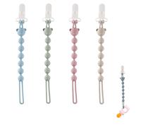 4 cadenas para chupete de silicona con clip de seguridad para niñas y niños, juego de cadena para chupete suave para bebé, fácil de limpiar, diseño de una pieza para cochecito y portabebés