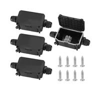 4 cajas de conexiones impermeables Ip66 para conexiones de cable al aire libre, conectores de cable de 2 vías con glándulas Pg9, carcasa de policarbonato negro y sellos de silicona para luces de