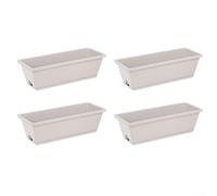 4 cajas de flores de plástico para ventana con drenaje y bandeja de agua, diseñadas para vegetales, suculentas y flores que crecen en alféizares de ventanas y balcones (gris sombra)