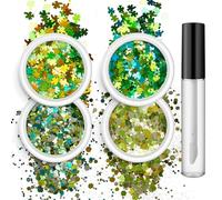 4 cajas de lentejuelas para festivales, purpurina en polvo, fantasía, cosméticos, cara, cuerpo, ojos, cabello, purpurina suelta para festivales