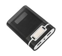 4 cajas externas para batería externa, 4 baterías, USB dual, sin soldadura, con pantalla LCD, carga rápida, función LED blanca portátil para cámaras (negro)