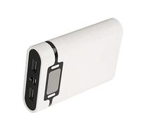 4 cajas externas para batería externa, 4 baterías, USB dual, sin soldadura, con pantalla LCD, carga rápida, función LED blanca portátil para cámaras (blanco)