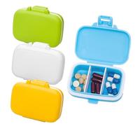 4 cajas organizadoras de píldoras portátiles, estuche de almacenamiento diario de medicamentos, contenedor a prueba de humedad para vitaminas, aceite de pescado, 3 compartimentos