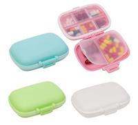 4 cajas organizadoras portátiles de pastillas, estuche de almacenamiento de medicamentos de viaje, contenedor a prueba de humedad para cápsulas, píldoras, vitaminas, 8 compartimentos [liso]