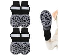 4 calcetines antideslizantes para perros, calcetines antideslizantes de doble cara con correas ajustables, cinta luminosa para perros, para interiores, antideslizantes, para perros pequeños (M)