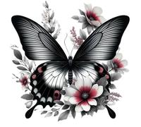 4 calcomanías de mariposa de cola de golondrina negra, calcomanías de vinilo floral que cubren marcas, 1 a 20 cm y 3 a 7 cm, para despegar y pegar, decoración de pared, resistente a la intemperie para