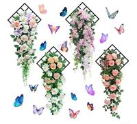 4 calcomanías de pared 3D de mariposas y flores, calcomanías extraíbles para decoración del hogar para paredes, puertas y, creando un entorno natural caprichoso