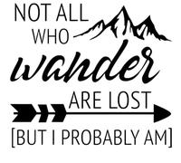 4 calcomanías de vinilo autoadhesivas impermeables para exteriores, con texto en inglés "Not All Who Wander are Lost But I Probably Am Funny (negro)