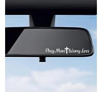 4 calcomanías de vinilo con texto en inglés "Pray More Worry Less Cross", impermeables, autoadhesivas, cristianas, para espejos retrovisores de automóvil, 3.9 x 0.6 pulgadas (blanco)