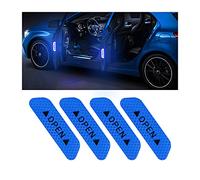 4 calcomanías reflectantes de advertencia abierta para puerta de coche, visibilidad nocturna, cinta protectora anticolisión de 3.6 pulgadas, accesorios universales para camión, SUV, furgoneta (azul)