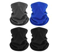 4 Calentadores de Cuello de Capilla de Invierno para Niños Bragas de Cabeza de Vellón (Gris, Azul Real, Negro)