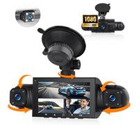 4 Canales Dash CAM Delantera y Trasera Interior Izquierda Derecha, 3 Pulgadas 1080P Dash Camera con App Control, IR Visión Nocturna, G-Sensor, Asistencia al Aparcamiento, 24H Parking Monitor