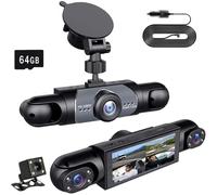 4 Canales Dashcam para Coche 360°,Cámara de Video para Coche,3.16 Pulgadas Dash CAM 1080P con Visión Nocturna IR/Vídeo en Bucle,4K+1080P Camara Coche con WiFi & Tarjeta 32GB (64GB)