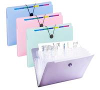 4 carpetas A4 (12 compartimentos) - Carpeta de documentos con cierre elástico, capacidad de 250 páginas, sistema de carpetas para oficina, escuela, hogar, organizador con pestañas de índice