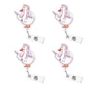 4 carretes retráctiles con diseño de animales juguetones para tarjetas de identidad, para uso profesional o casual, soporte giratorio para tarjetas de identidad, One Size, como se describe